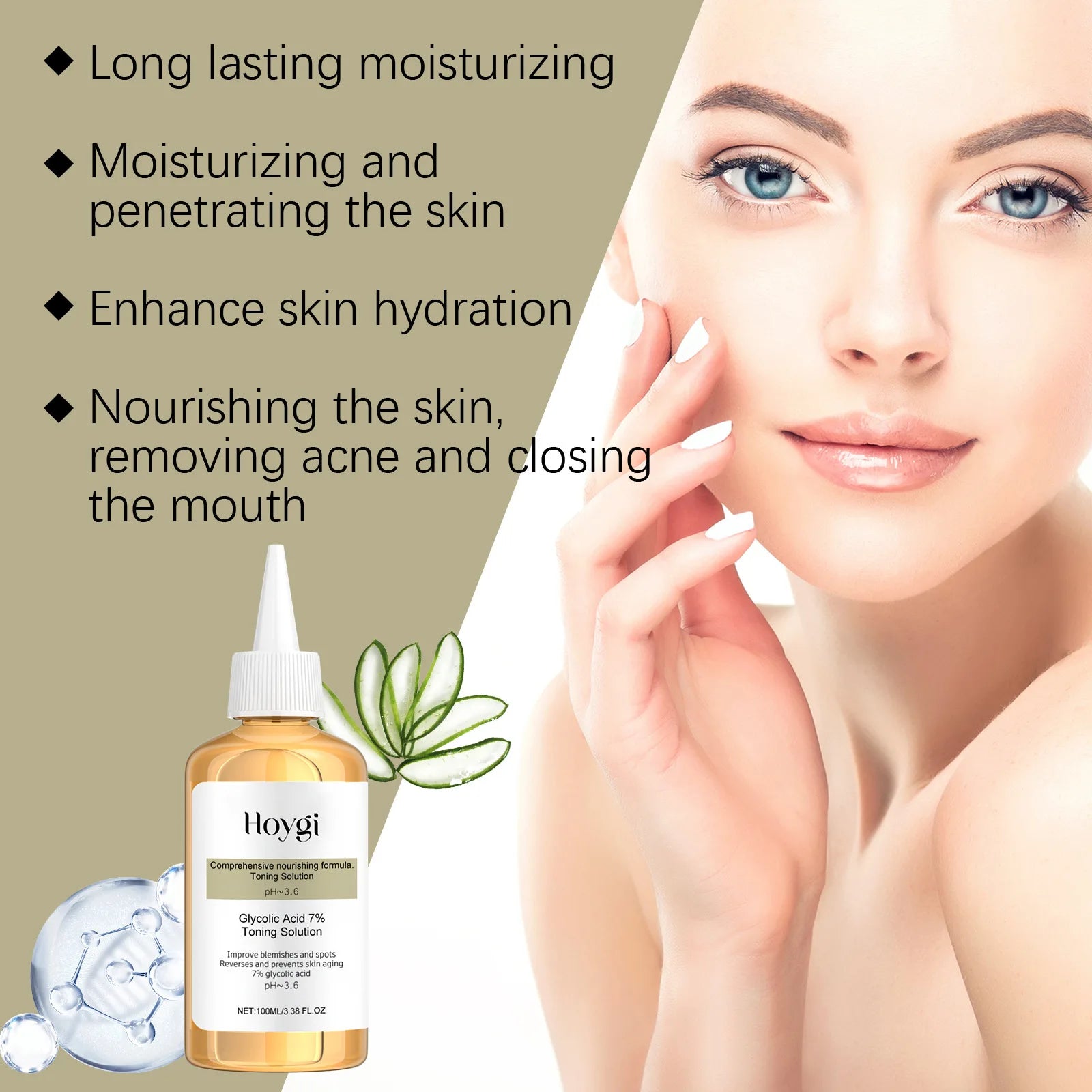 Glycolic Acid Toning Solution Oil Control Shrink Pores Smoothing Skin Rejuvenation Brighten Lighten Blemishes Moisturizing Toner Peaceful Pleasures Health and Wellness