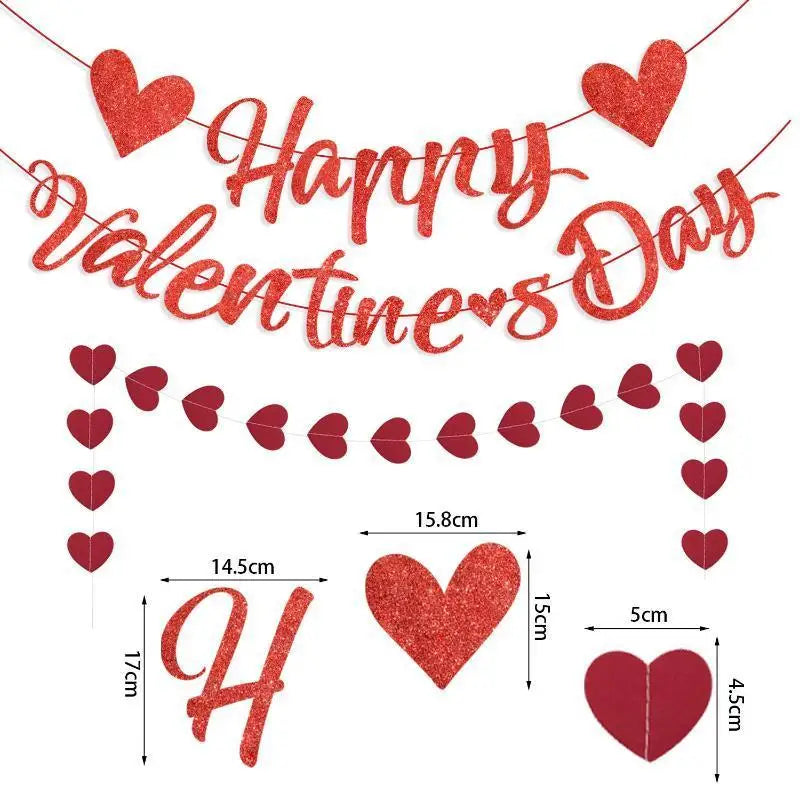 Valentine's Day Heart-shaped Pull-up Banners Decorations Wedding