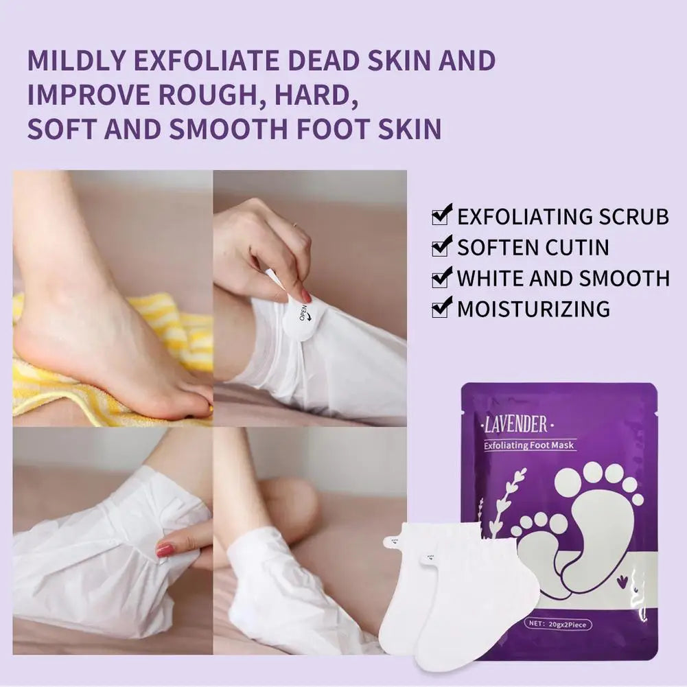 Lavender Exfoliating Foot Mask – Peeling Dead Skin, Moisturizing & Whitening Pedicure Socks (1/3/5 Pack) Peaceful Pleasures Health and Wellness