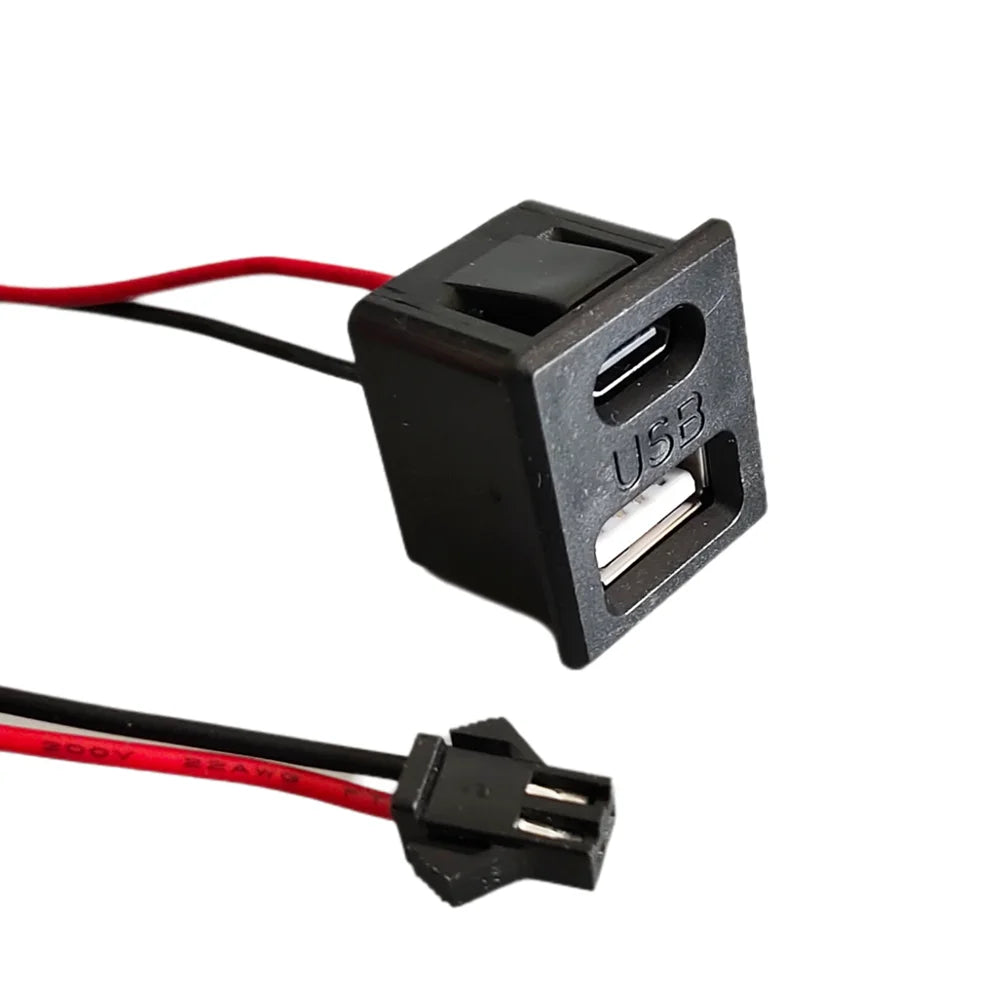 Double Layer USB Socket Type-C Female Socket A Female USB Lamp Buckle Charging Power Socket With JST SM Wire Connector Peaceful Pleasures Health and Wellness