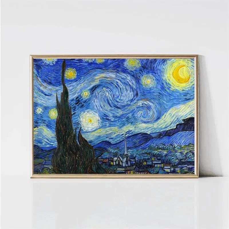 Van Gogh Canvas Wall Art Print | Starry Night Impressionist Poster Canvas Wall Art Print Peaceful Pleasures Health and Wellness