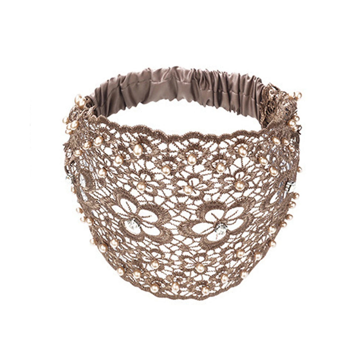 Women's Hollow Floral Rhinestone Wide Headband | Faux Pearl