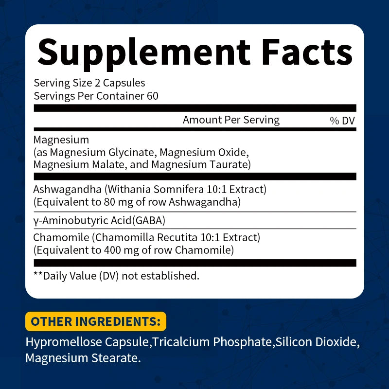 BEWORTHS Magnesium with Ashwagandha & GABA – Sleep, Mood & Bone Support Dietary Supplement Peaceful Pleasures Health and Wellness