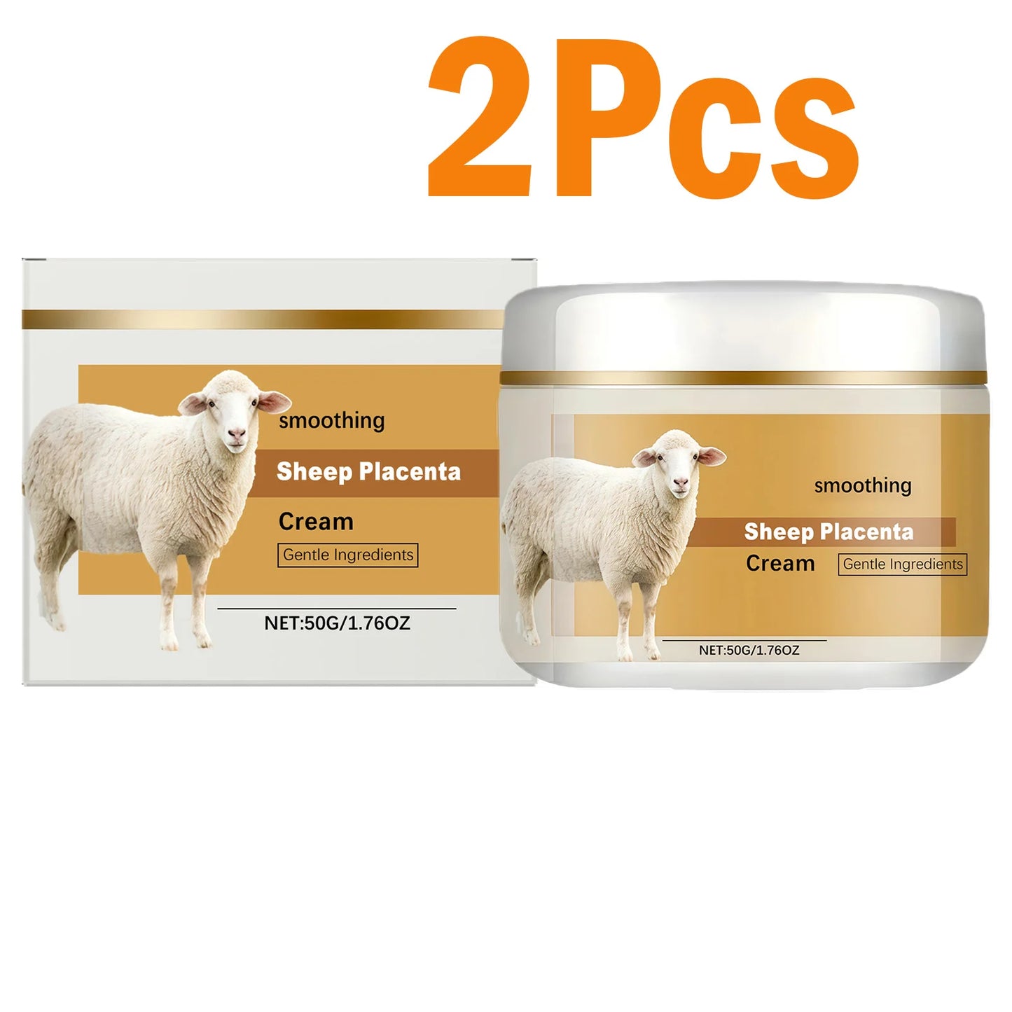 Hydrolyzed Sheep Placenta Cream Firming Lifting Anti-Aging Fade Fine Lines Nourishing Soothing Anti-Wrinkle Facial Cream Skincar Peaceful Pleasures Health and Wellness 2 x 50g Boxed