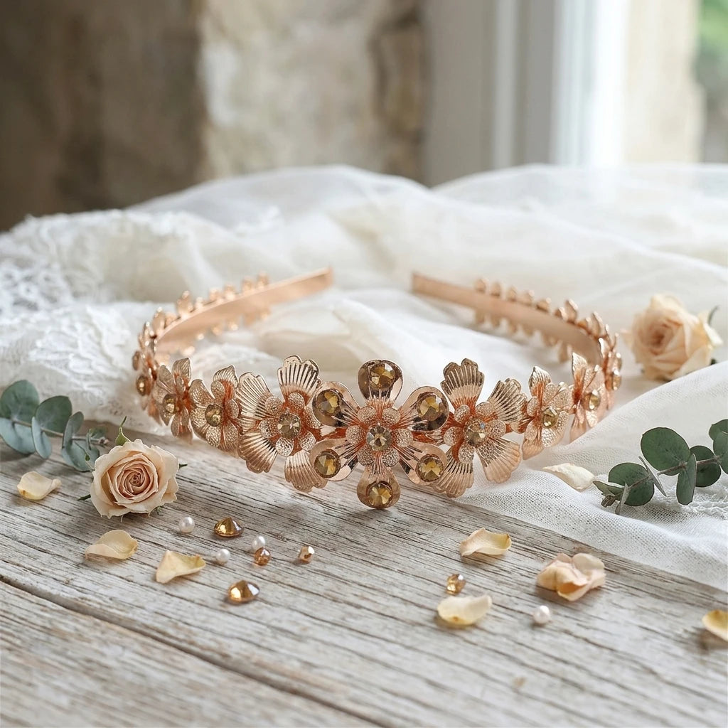 Bridal Flower Hair Band Metal-Leaf Headpiece Elegant Wedding Headband For Bride And Bridesmaid Peaceful Pleasures Health and Wellness