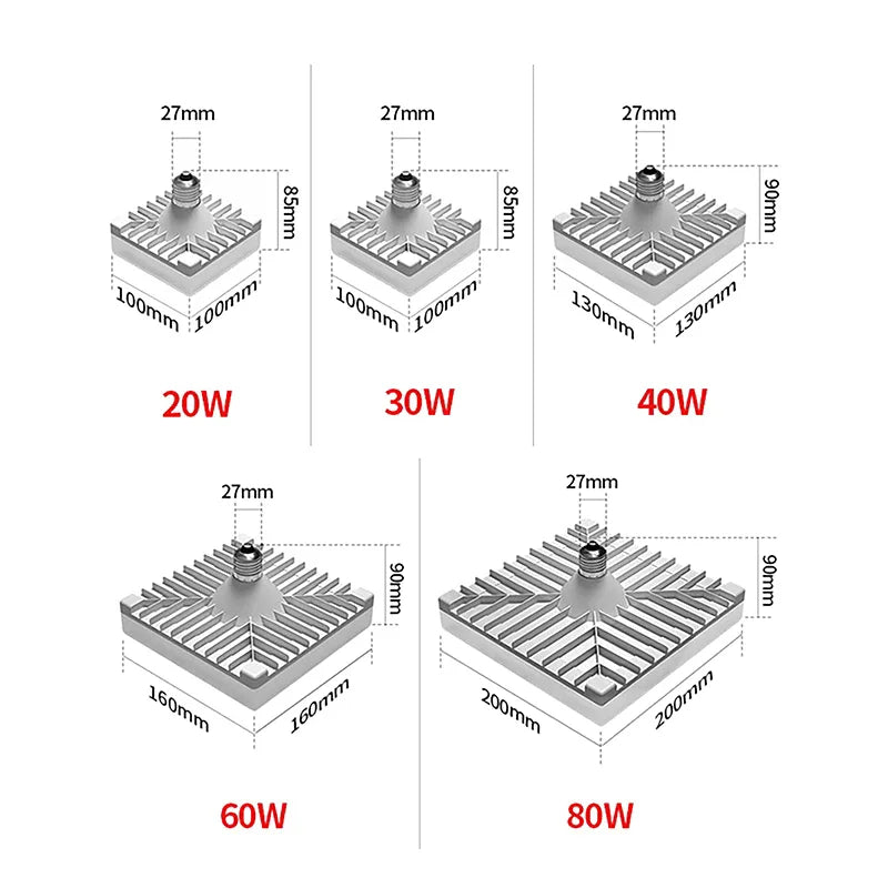E27 LED Bulb 20W–80W Square Cold White 220V Home Light