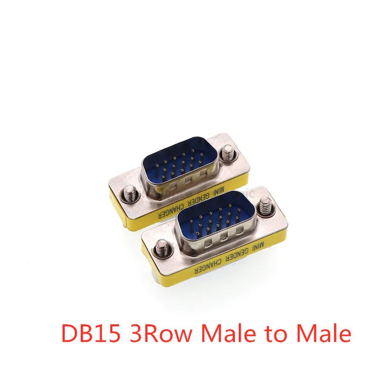 2PCS DB9 DB15 DB25 Gender Changer Adapter RS232 Com D-Sub To Male Female VGA Plug Connector 3Row 15Pin Peaceful Pleasures Health and Wellness DB15 3Row Blue M-M