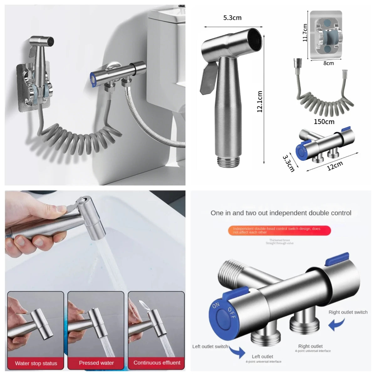Stainless Steel Faucet Spray Gun Handheld Toilet Bidet Faucet Stainless Steel Hand Bidet Sprayers Brushed Water Sprayer Peaceful Pleasures Health and Wellness