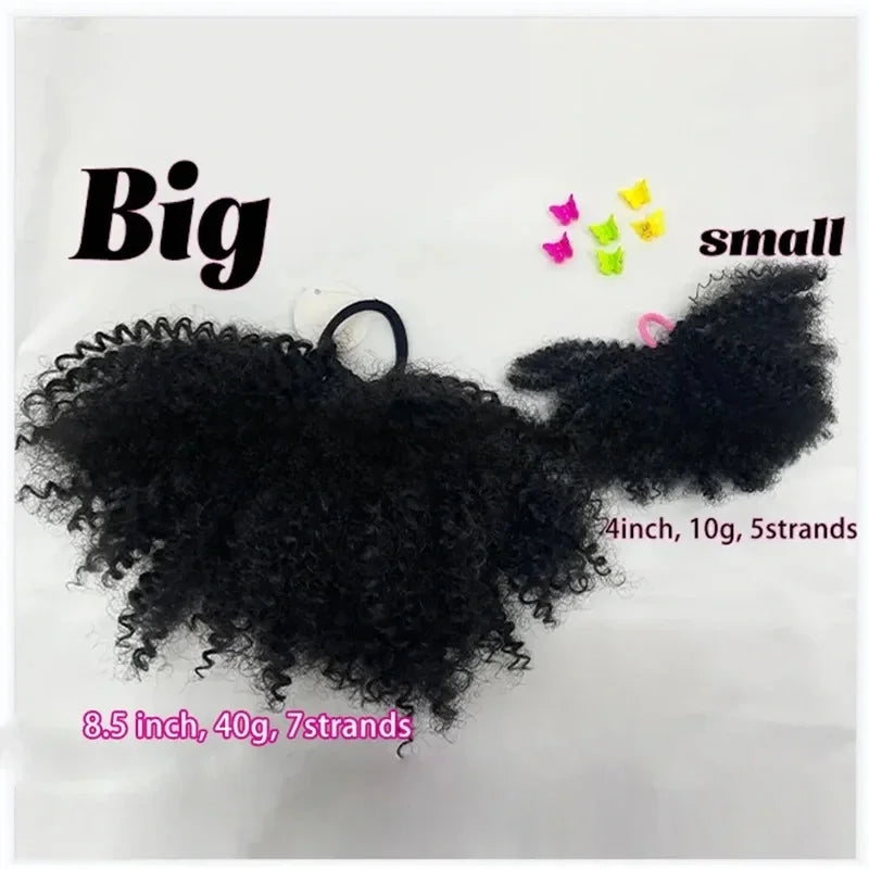 2pcs/pack Soft cute 4inch puff elastic band twist ponytail go afro kinky marley bouncy feel like natural human for baby girls Peaceful Pleasures Health and Wellness