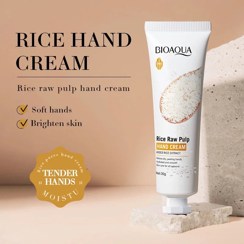 BIOAOUA Rice Raw Pulp Hand Cream Moisturizing Brighten Anti-cracking 30g Peaceful Pleasures Health and Wellness Default Title