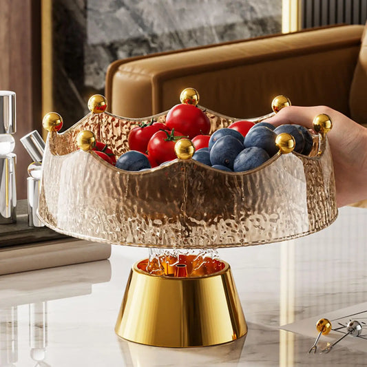 Luxury Fruit Bowl with 8 Forks | Golden Decorative Serving Tray Decorative Fruit Bowl Oasis Select
