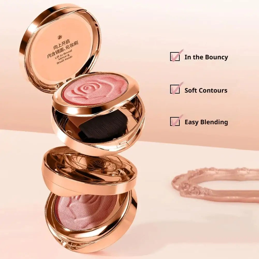 3-in-1 Multifunctional Blush Plate Enhance Complexion Lasting Brightening Monochrome Rose Professional Shiny Matte Blush Palette Peaceful Pleasures Health and Wellness