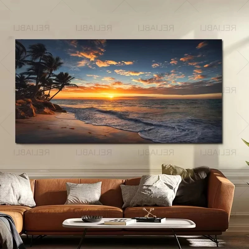 Nature Landscape Canvas Wall Art – Sunshine Forest Lake Print