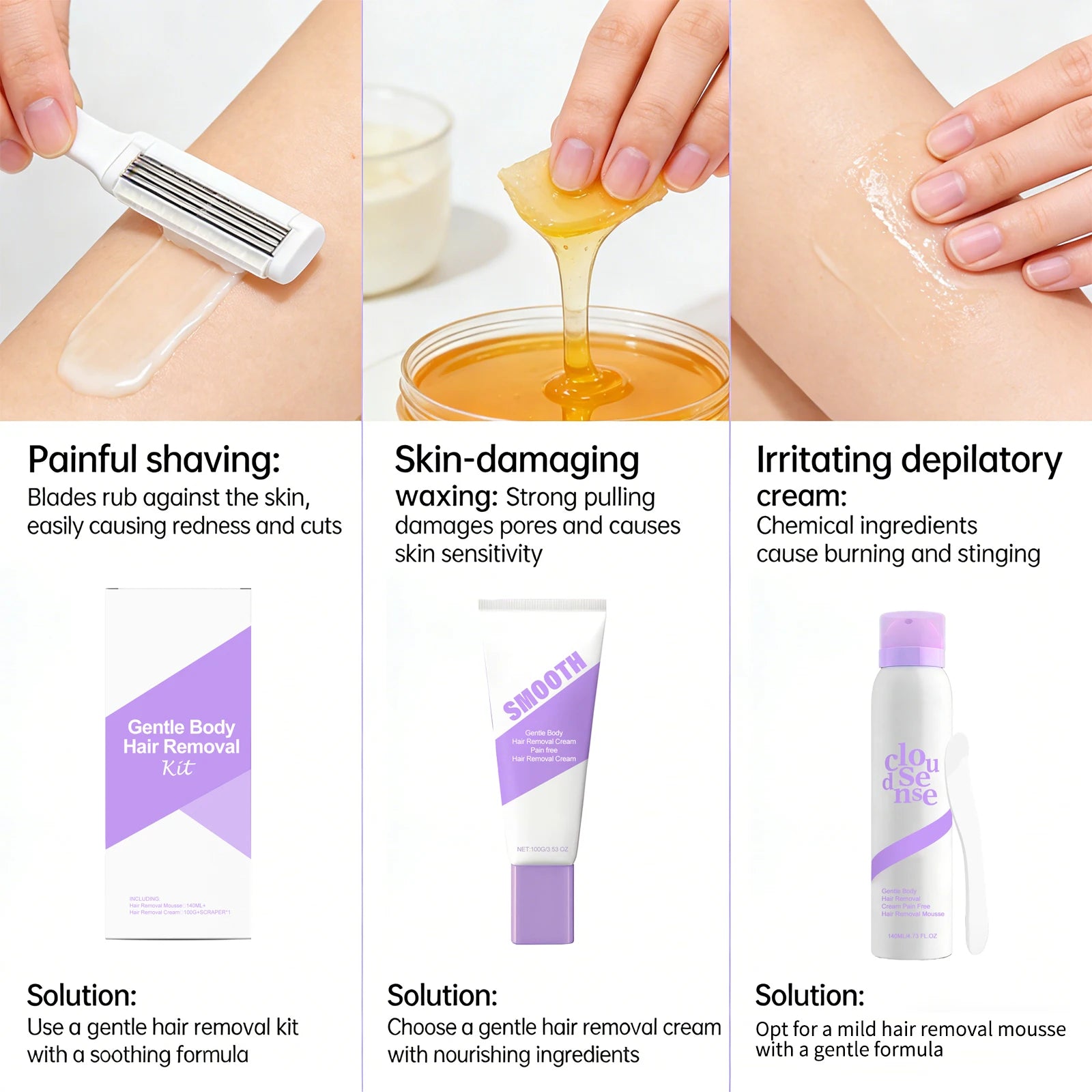 Painless Hair Removal Set for Underarm Private Body Leg Gentle Non-irritating Smooth Hair Growth Inhibitor Body Care for Women Peaceful Pleasures Health and Wellness