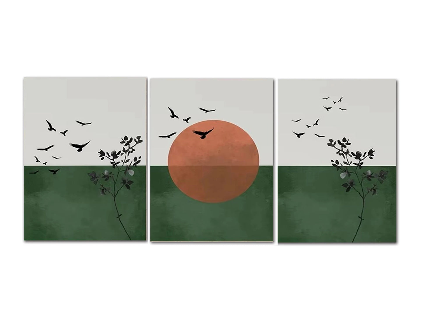 3-Piece Boho Sun & Mountain Canvas Wall Art | Geometric Poster Set Canvas Wall Art Set Peaceful Pleasures Health and Wellness T82140-92 20x30cm Unframed