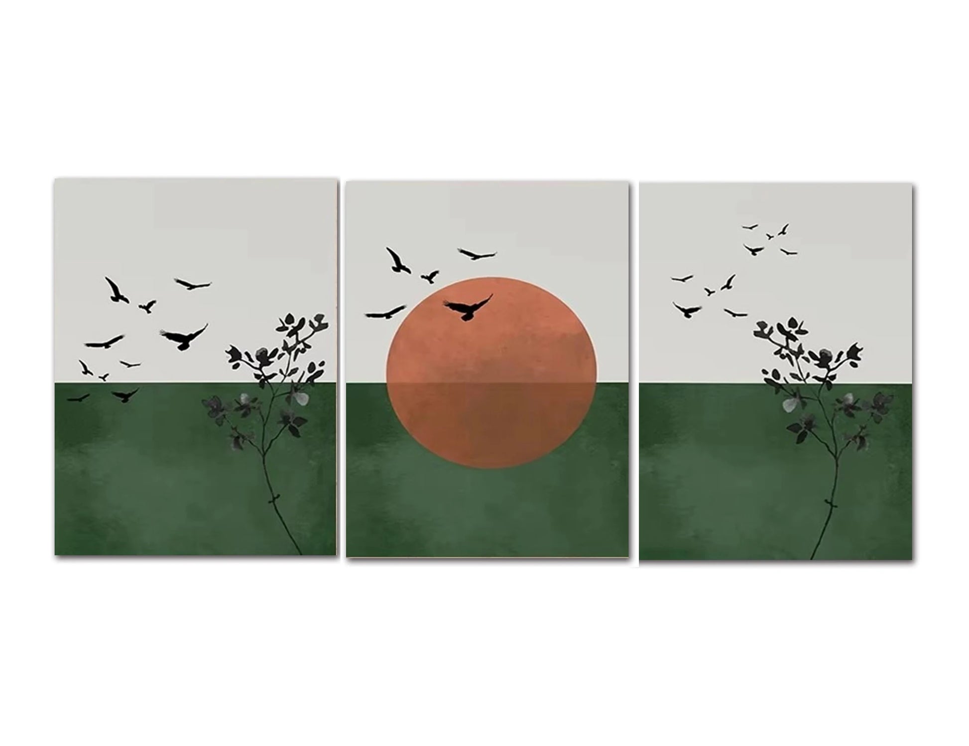 3-Piece Boho Sun & Mountain Canvas Wall Art | Geometric Poster Set Canvas Wall Art Set Peaceful Pleasures Health and Wellness T82140-92 20x30cm Unframed