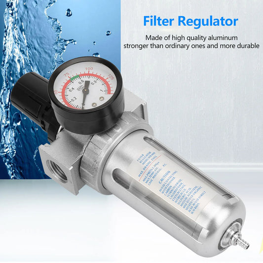 1/2" Air Compressor Moisture Water Trap Filter Regulator with Mount Connection Air Pressure Regulator Pneumatic Air Filter Peaceful Pleasures Health and Wellness China Mainland