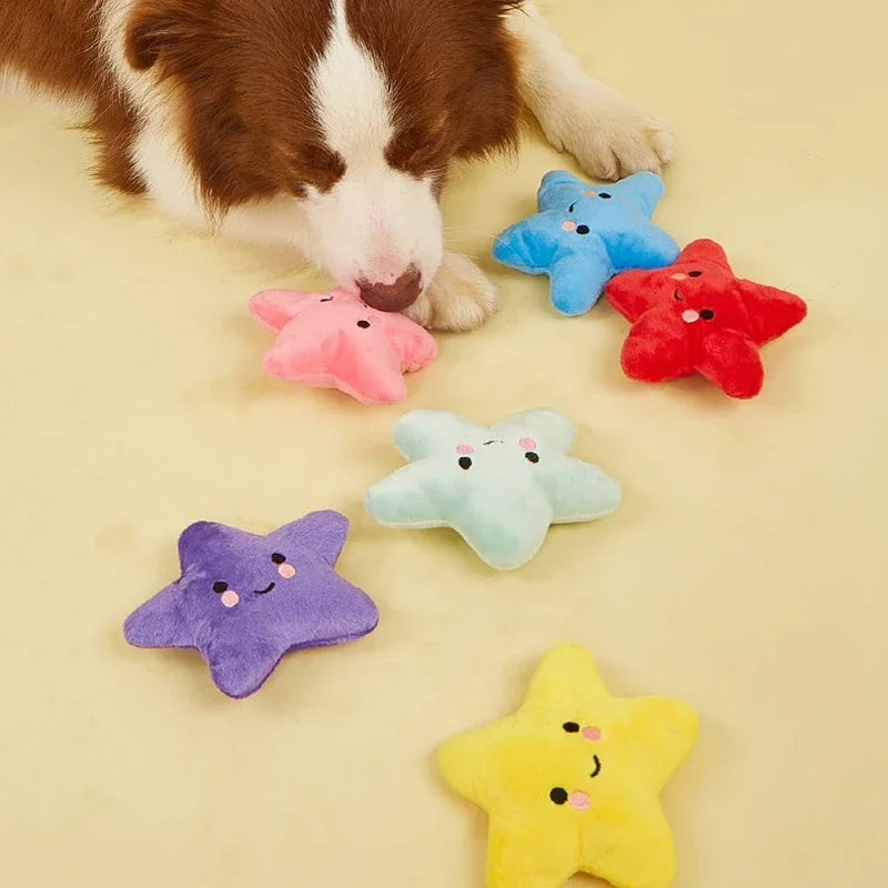 6-Pack Plush Pentagram Squeaky Dog Toys for Small & Medium Dogs