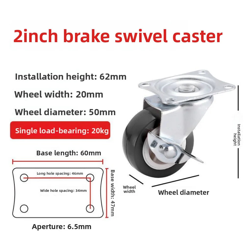 Set of 4 PVC Swivel Furniture Casters – 360° Heavy Duty Wheels