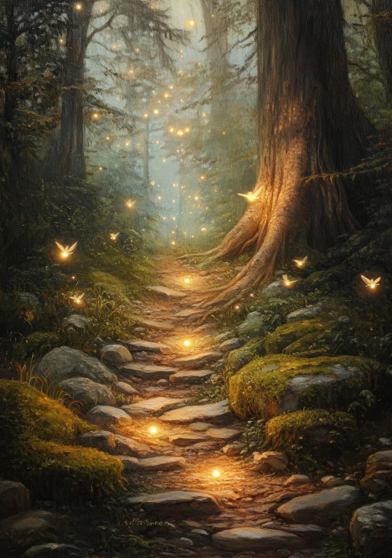 Fairy Enchanted Woodland Canvas Wall Art | Fantasy Forest Poster Canvas Wall Art Peaceful Pleasures Health and Wellness 9 20x30cm Unframed