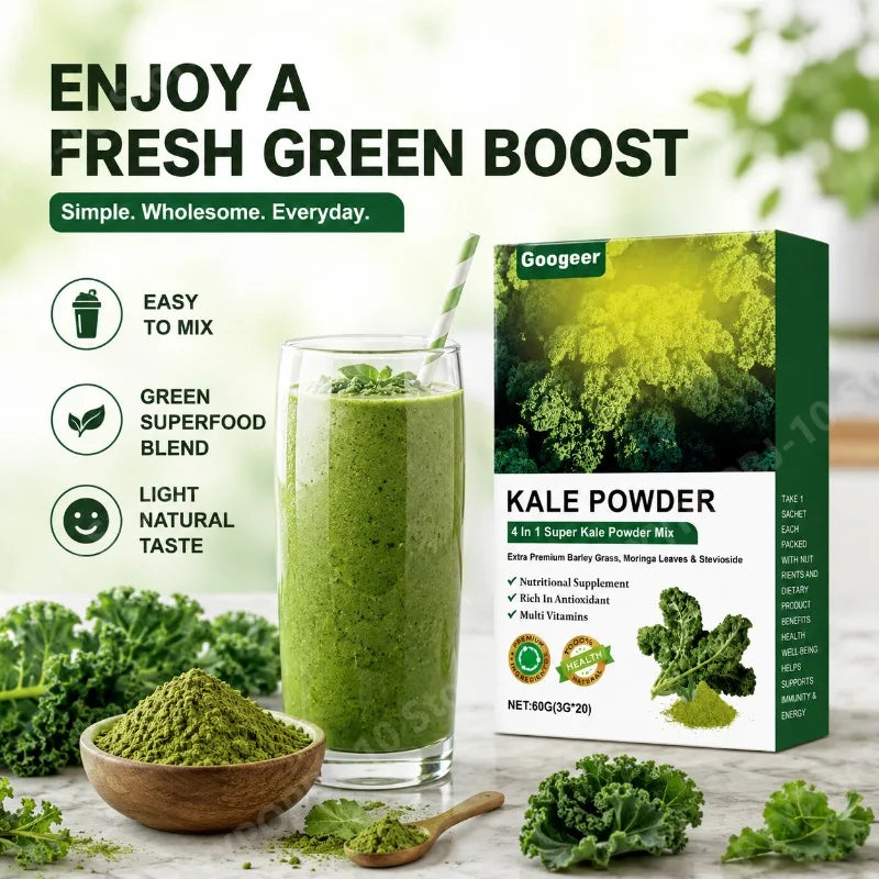 4-in-1 Super Greens Powder: Kale, Barley Grass & Moringa | 20 Sachets