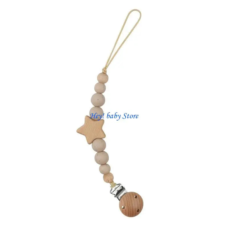 Baby Pacifier Clip Silicone Beads & Star | Teething Gift