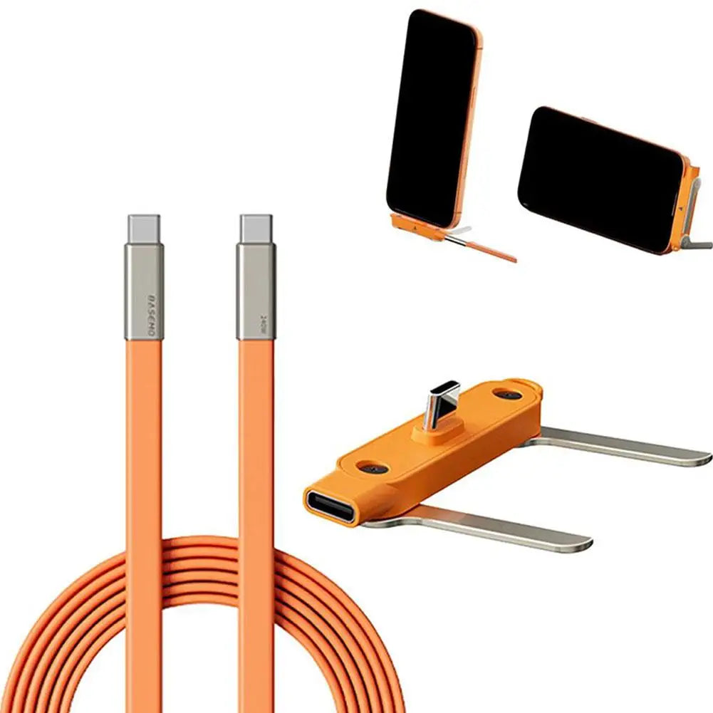 240W Charging Cable With Type-C Magnetic Stand - 2-in-1 Stand Charging Cable For Mobile Phones, Tablets & Gaming Devices Peaceful Pleasures Health and Wellness C