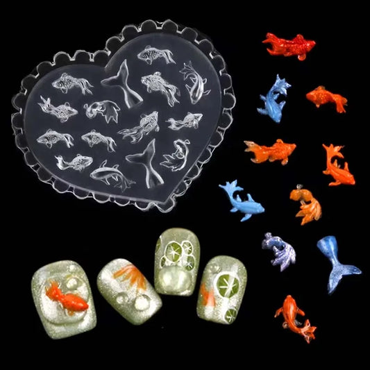 3D Koi Goldfish Nail Silicone Mold – DIY Nail Art Template Nail Art Mold Oasis Select