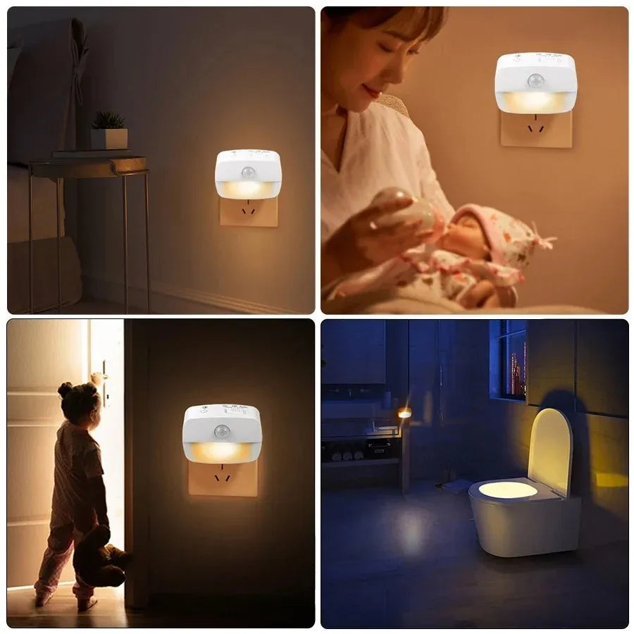 1/2/4pcs LED Night Light US EU Plug in Motion Sensor Light 220V 110V Wall Lamp for Home Hallway Stair Kitchen Bedroom Night Lamp Peaceful Pleasures Health and Wellness