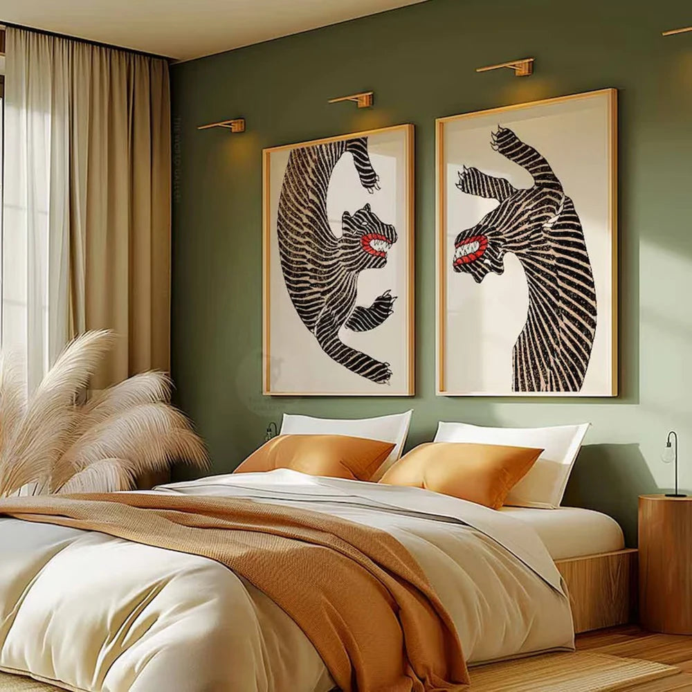 Taguchi Tomoki Japanese Vintage Animal Canvas Wall Art Unframed