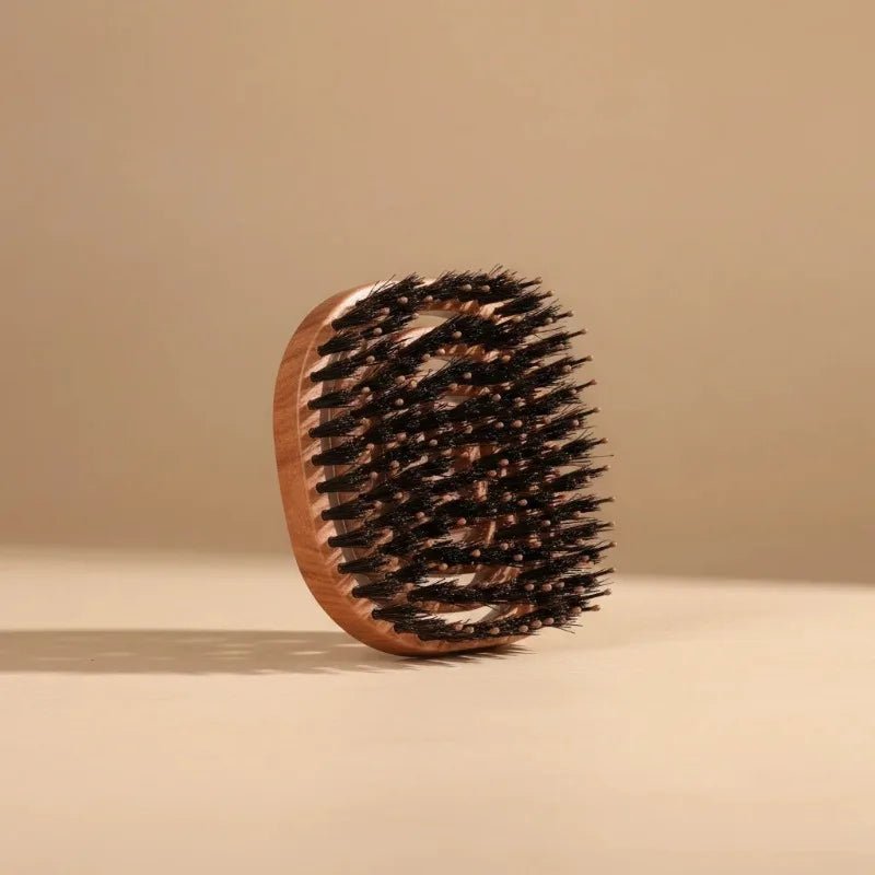 Portable Boar Bristle Hairbrush for Scalp Cleaning with Hollow Ventilated Design Eco-Friendly Ergonomic Handle for All Hair Type Peaceful Pleasures Health and Wellness