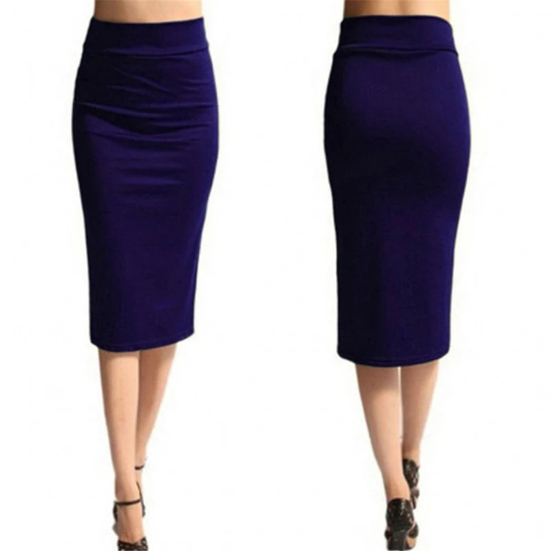 Women Skirt Bodycon Skirt Office Female Slim Knee Length High Waist Stretch Sexy Pencil Skirts Jupe Femme Peaceful Pleasures Health and Wellness PURPLE S