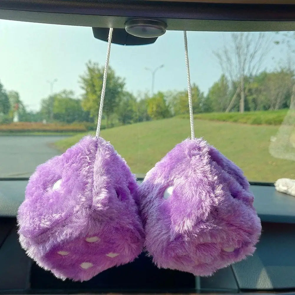 Long Haired Hot Stamping Dice Plush Toy Cube Pendant Car Hanging Dice Plush Dice Car Pendant Plush Toy Cube Pendant Car Ornament Peaceful Pleasures Health and Wellness
