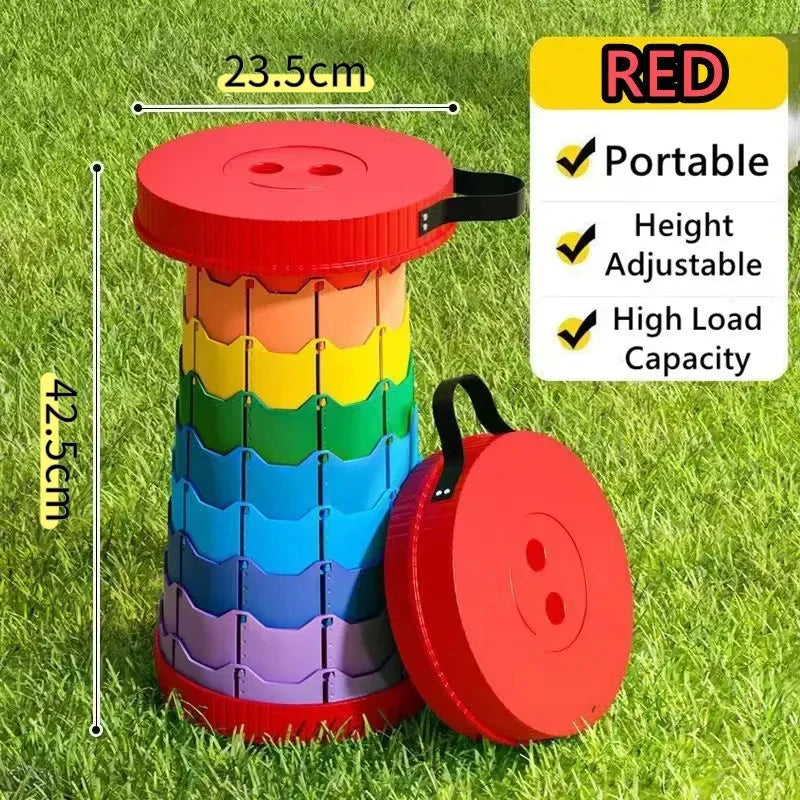 2026 Rainbow Folding Stool Adjustable Height PP Material Portable
