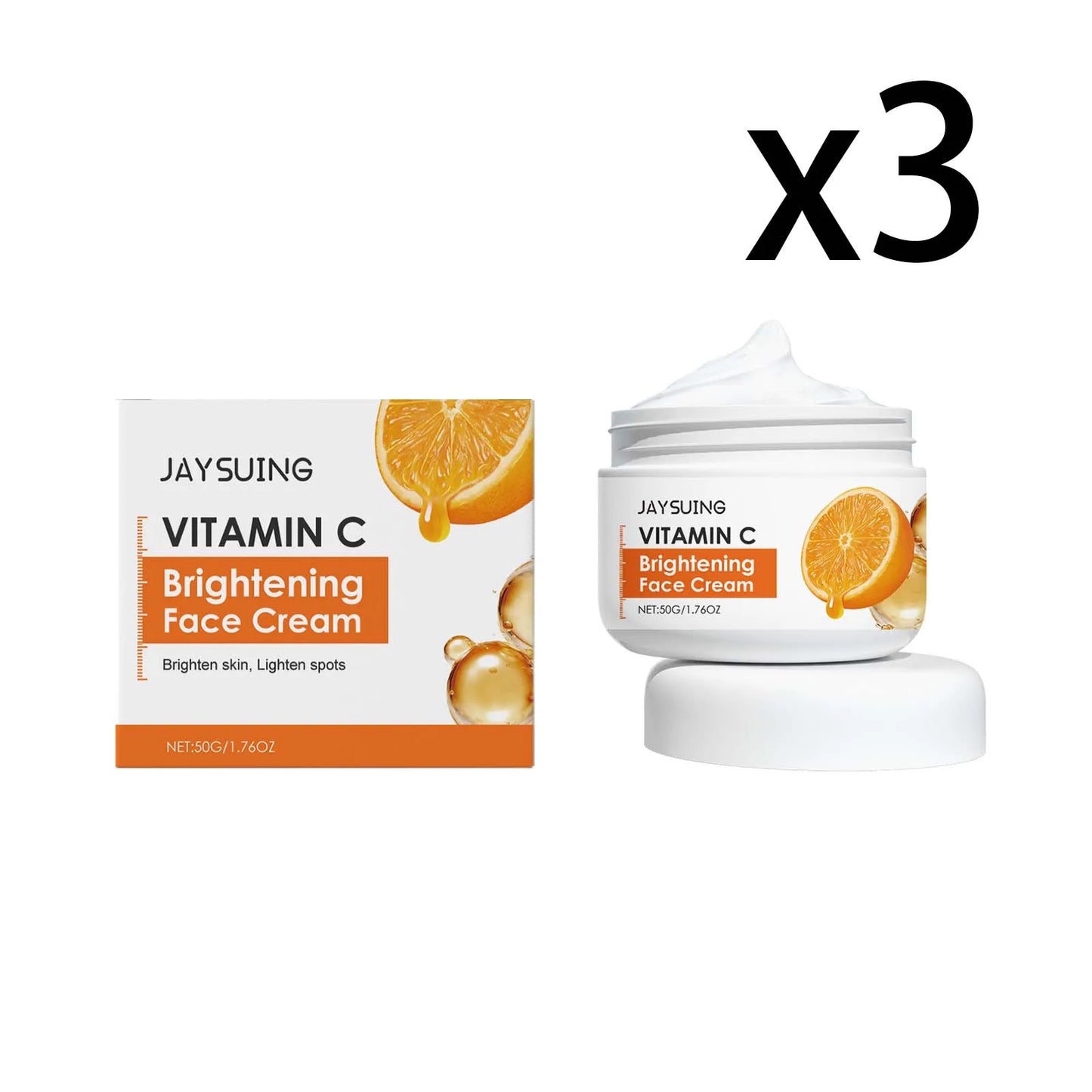 Vitamin C Brightening Face Cream Improve Dullness Powerful Antioxidation Lock Moisture Reduce Fine Line Moisturizing Face Lotion Peaceful Pleasures Health and Wellness 3x50g 50g