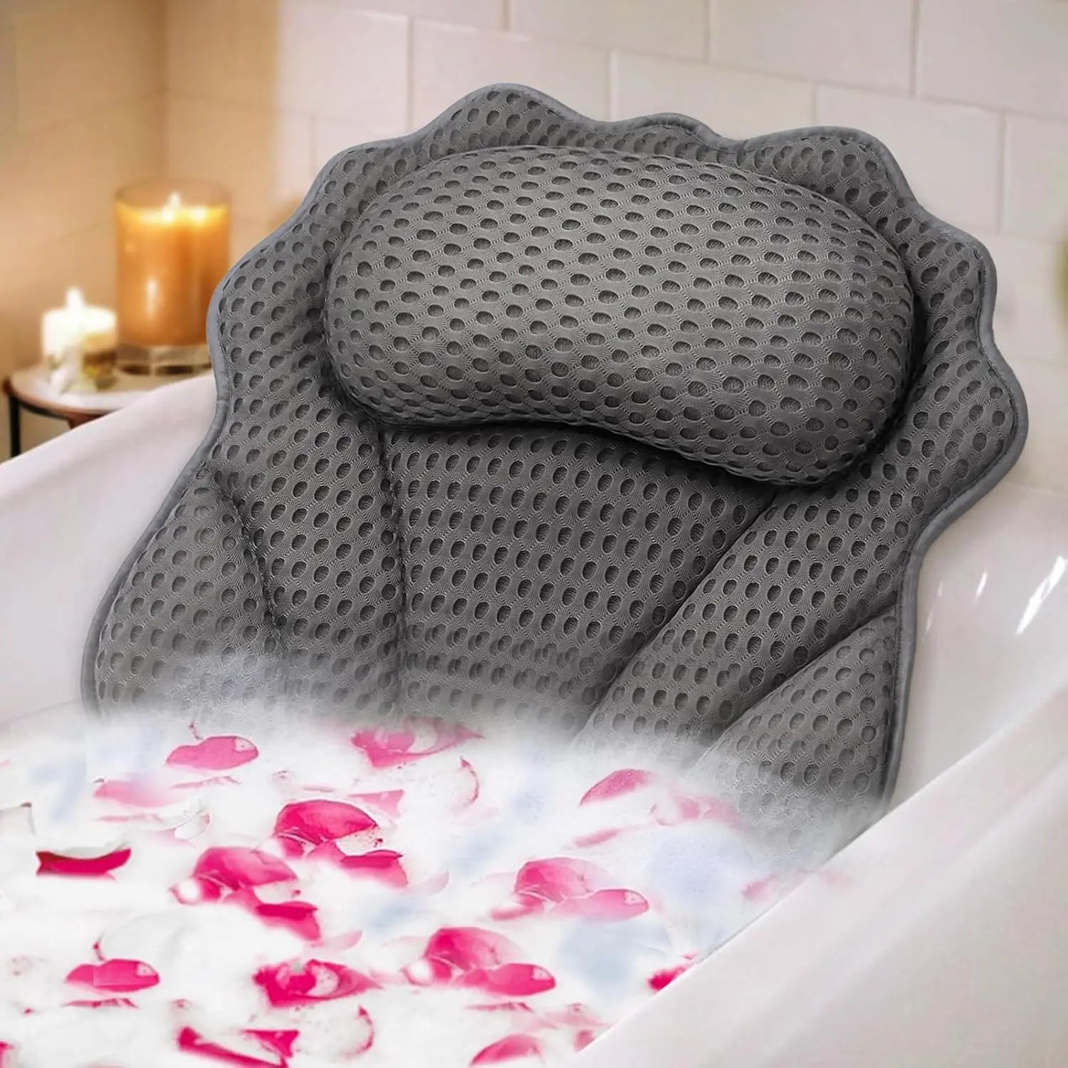 Ergonomic Luxury Bathtub Pillow – Head, Neck, Shoulder & Back Support, 6 Suction Cups Peaceful Pleasures Health and Wellness United States