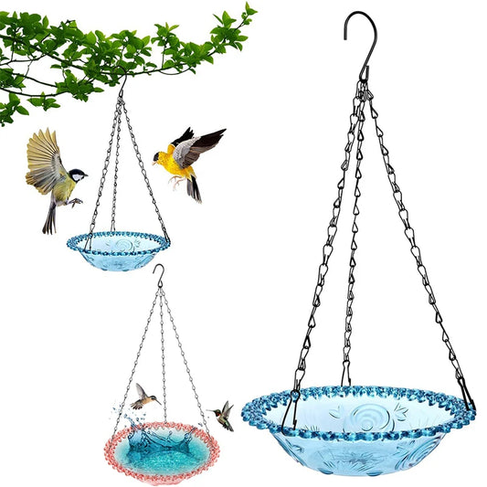 Hanging Bird Bath & Feeder Tray – Garden Wildlife Water Bowl Hanging Bird Bath Peaceful Pleasures Health and Wellness
