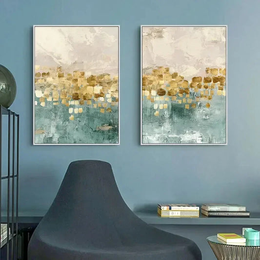 Abstract Golden Coins Canvas Wall Art | Modern Home Decor Canvas Wall Art Print Peaceful Pleasures Health and Wellness