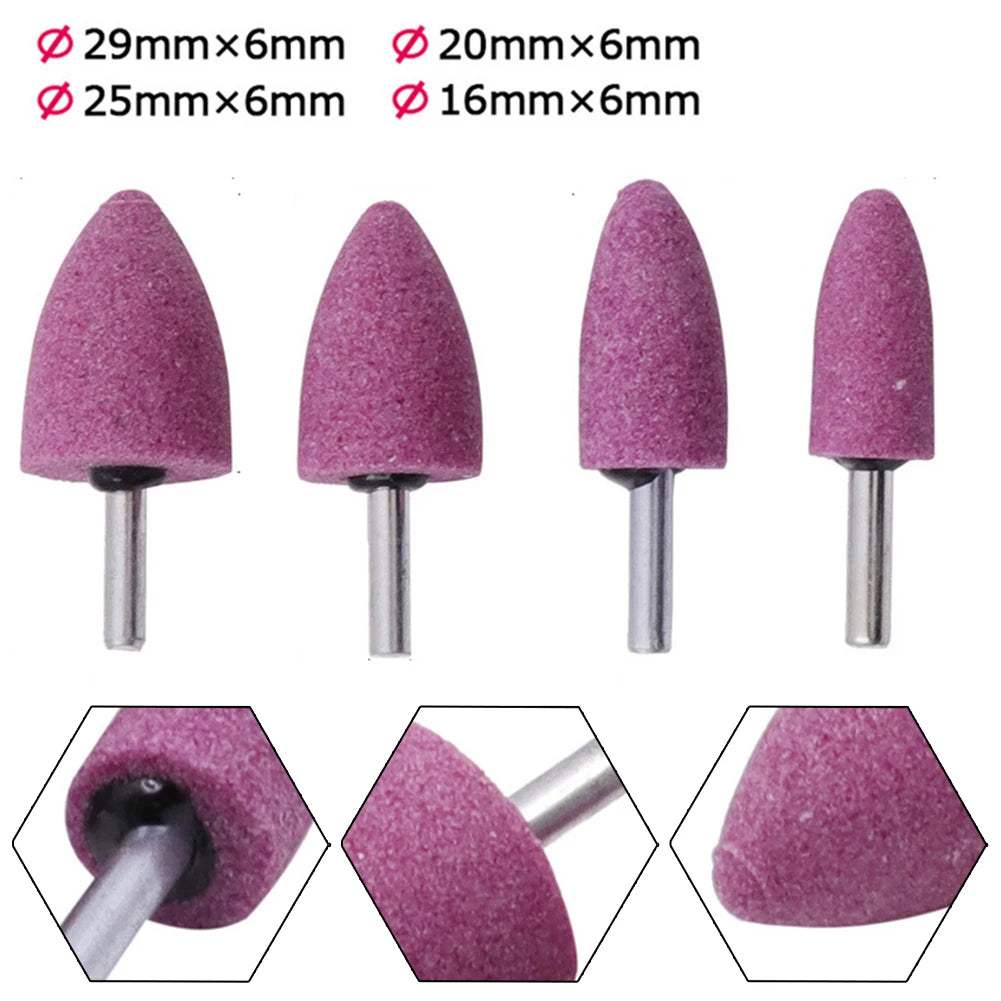Shank Red Corundum Conical Grinding Head Metal Polishing Rust Removal