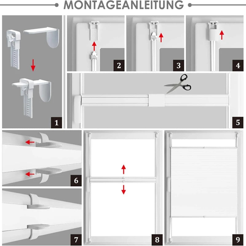 No-Drill Pleated Window Blind Klemmfix Folding Roller Shade