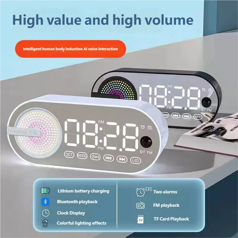 HOMEFISH Bluetooth Speaker Mini Alarm Clock | Portable Subwoofer Bluetooth Alarm Speaker Peaceful Pleasures Health and Wellness