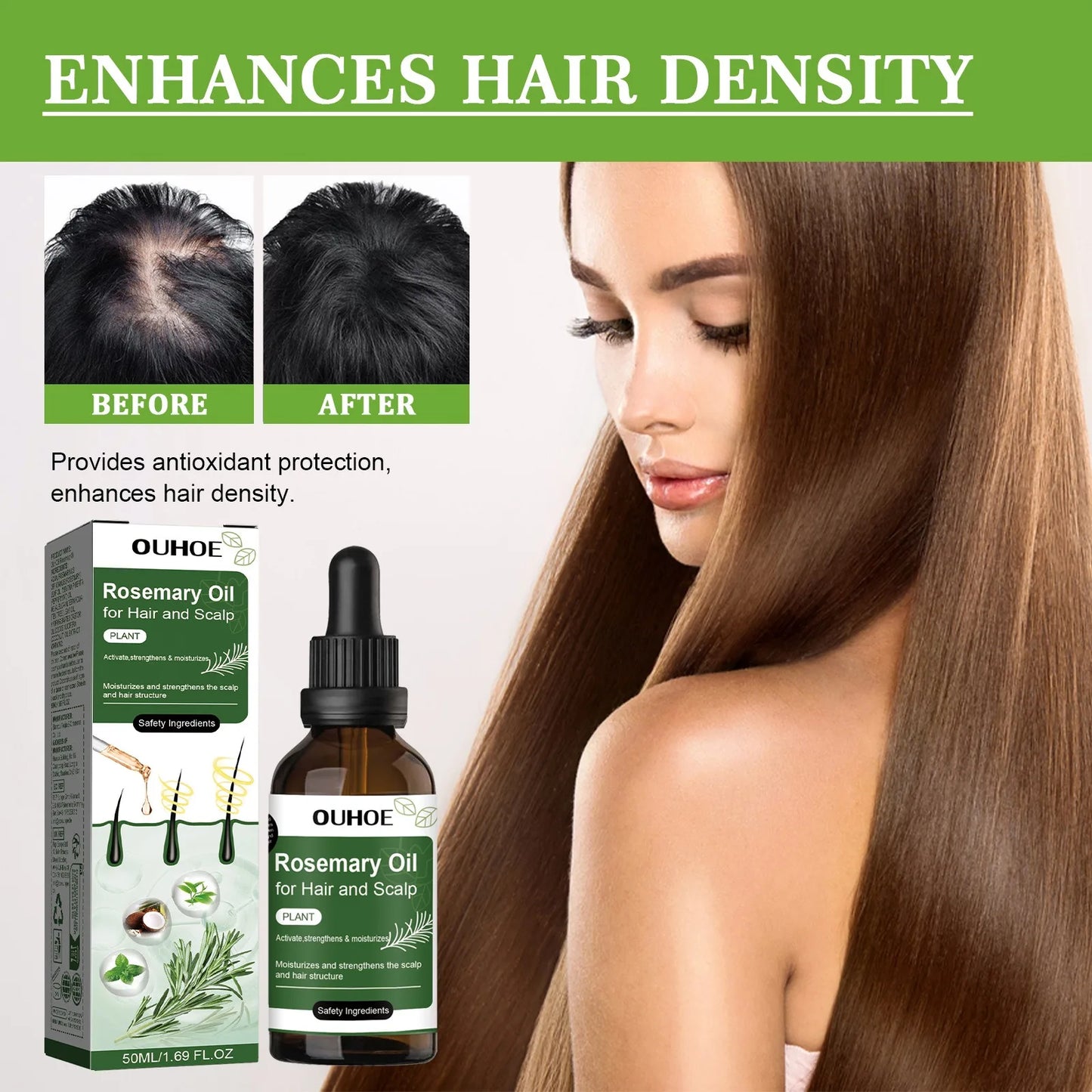 Rosemary Hair Growth Oil Hair Care Thickness Loss Deep Nourishing Scalp Care Strengthen Repair Damaged Oil Control For Men Women Peaceful Pleasures Health and Wellness