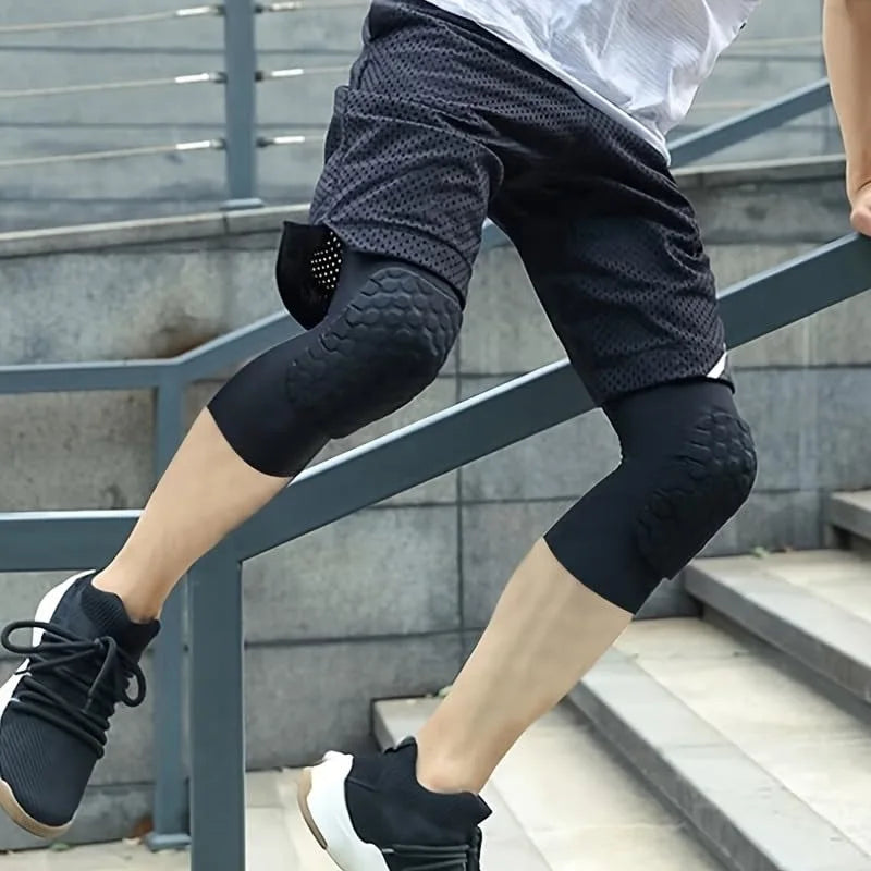 1Pcs Knee Compression Pads,Knee Sleeve Basketball Volleyball Knee Pads with Honeycomb Padding Knee Brace Soft Knee Pads Peaceful Pleasures Health and Wellness