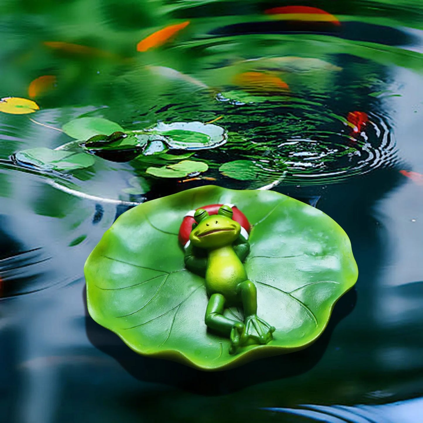Resin Floating Frog Statue | Garden Pond & Home Decor Sculpture Garden Frog Sculpture Peaceful Pleasures Health and Wellness