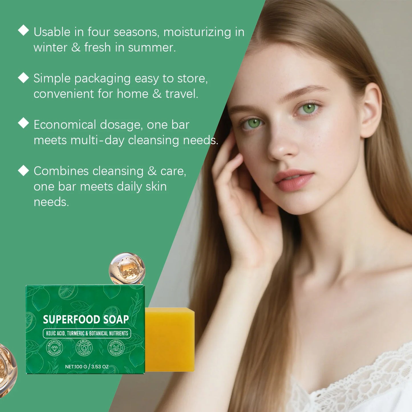 Turmeric Brightening Soap Bar – Kojic Acid, Dark Spot Cleanser