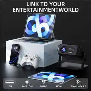 HA109 Smart Projector Native 720P 4K Decode 130ANSI Android 11 WiFi6 Bluetooth5.0 270° Rotatable Home Theater Projector Peaceful Pleasures Health and Wellness