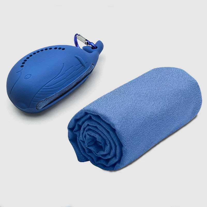 Cute Little Whale Sports Quick-drying Towel Cold Sensation Towel Sweat-absorbing Portable Silicone Towel for The Gym Peaceful Pleasures Health and Wellness Moonlight Blue 30x80cm