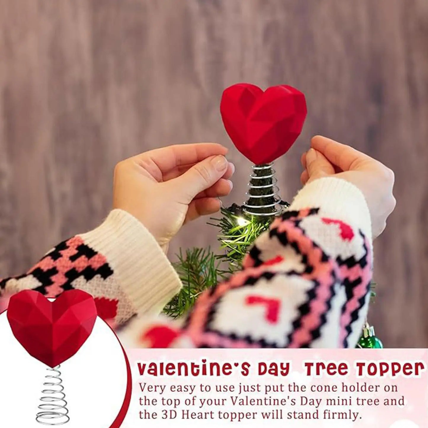 Heart Shape Valentine Topper for Tree Farmhouse Decorations Love Topper Decor for Home Living Room Apartment Workplace Porch Peaceful Pleasures Health and Wellness