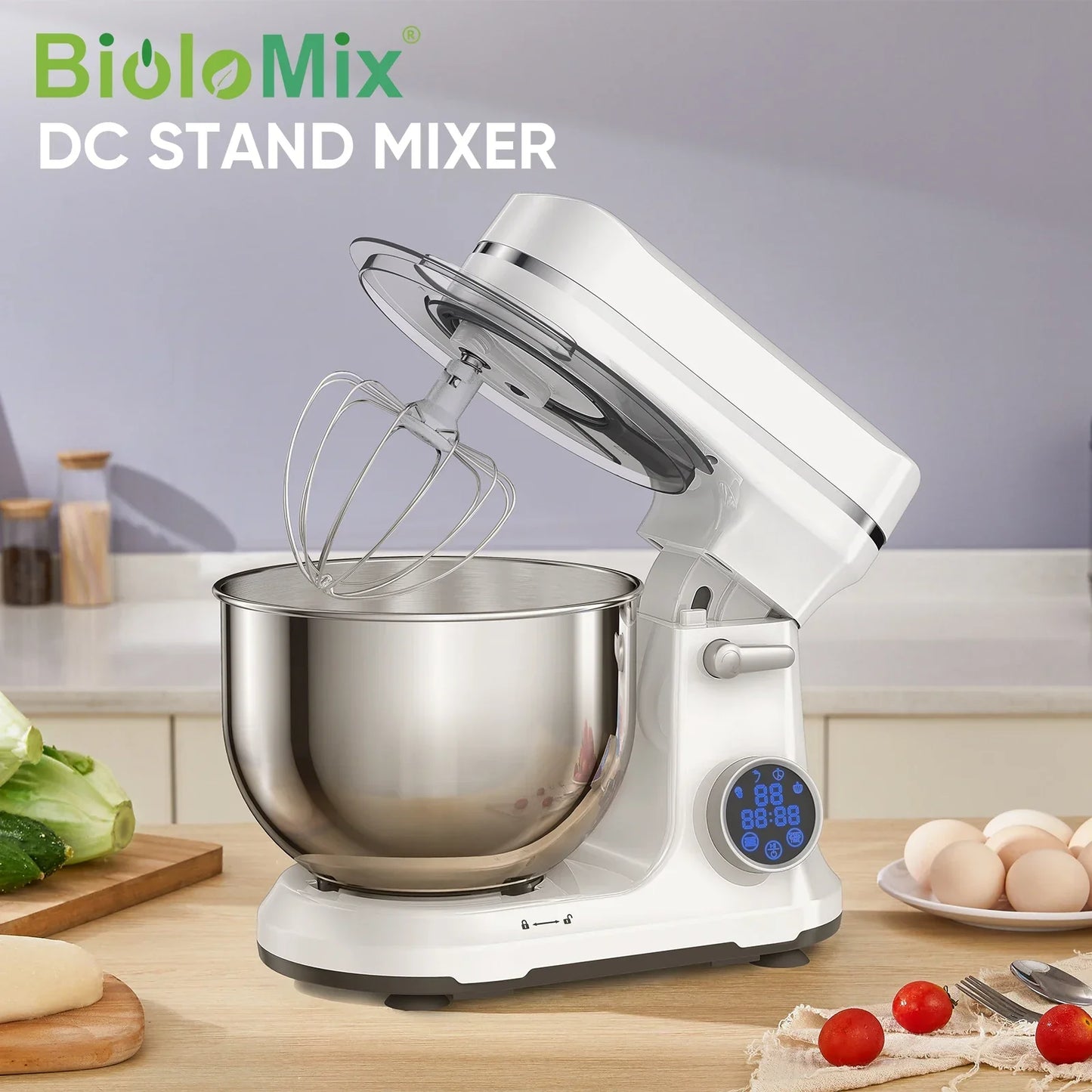 BioloMix 1200W Stand Mixer – 11-Speed, OLED Touch, Tilt-Head, 5L Stand Mixer BioloMix