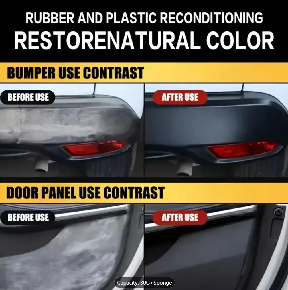 Car Plastic Restorer & Tire Shine 30G | UV Protection Anti-Fade